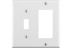 Leviton 2-Gang 1-Toggle 1-Decora/GFCI Device Combination Wallplate, Standard Size, Thermoset, Device Mount, 80405-W, White