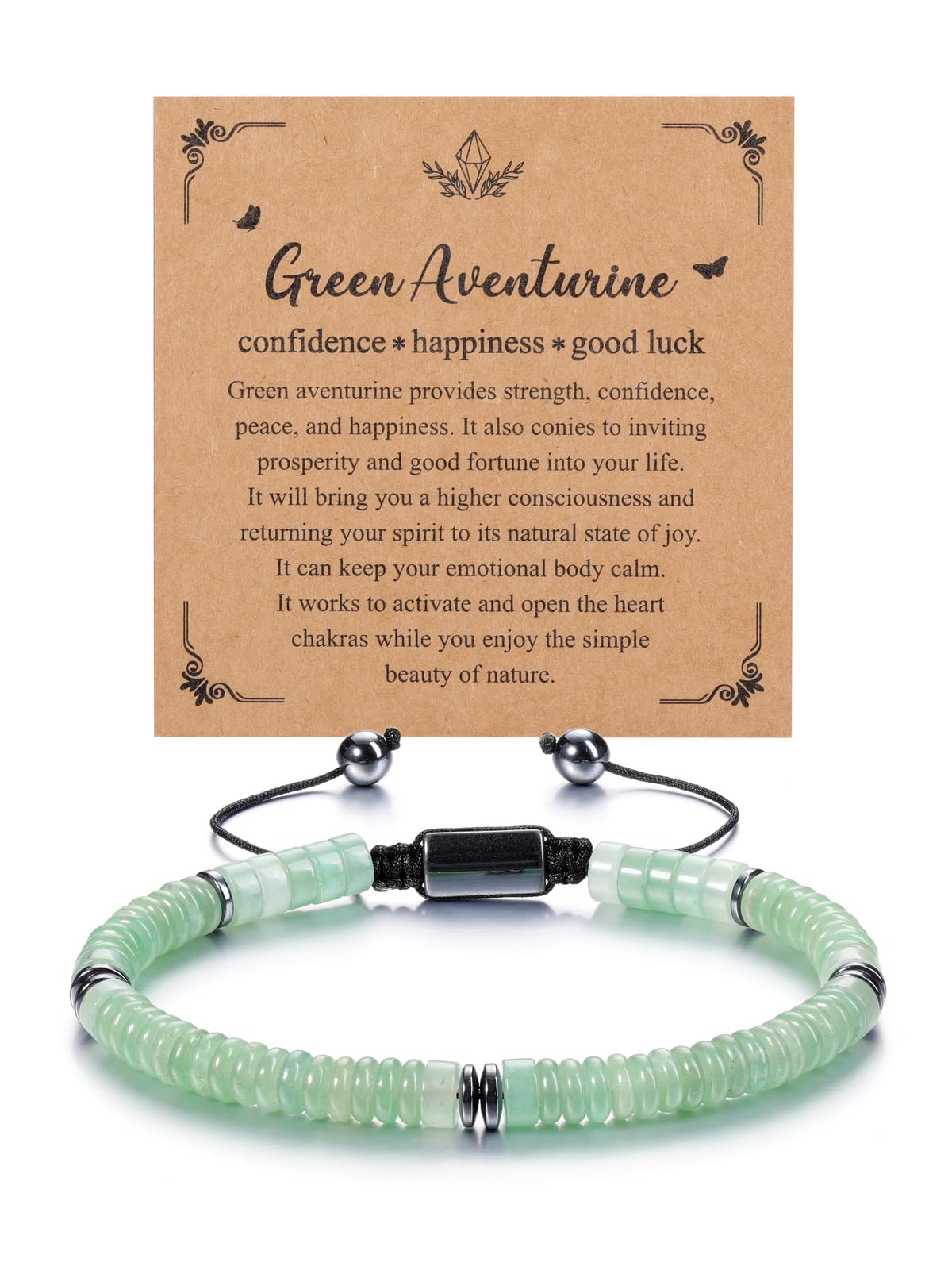 JSDDE Healing Crystals Bracelet Adjustable Natural Green Aventurine Crystal Stone Bracelets for Men and Women