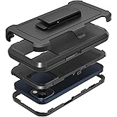 Niubity Rugged Phone Case for Apple iPhone 14, with Belt Clip Holster & Kickstand Heavy Duty Shockproof Protective Full Body Case Cover for iPhone 14 6.1 inch Phone(Black)