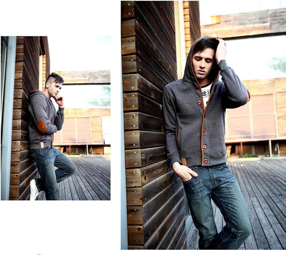 YuKaiChen Men's Fleece Hoodie Button-up Jacket Hooded Sweatshirt at  Men’s Clothing store