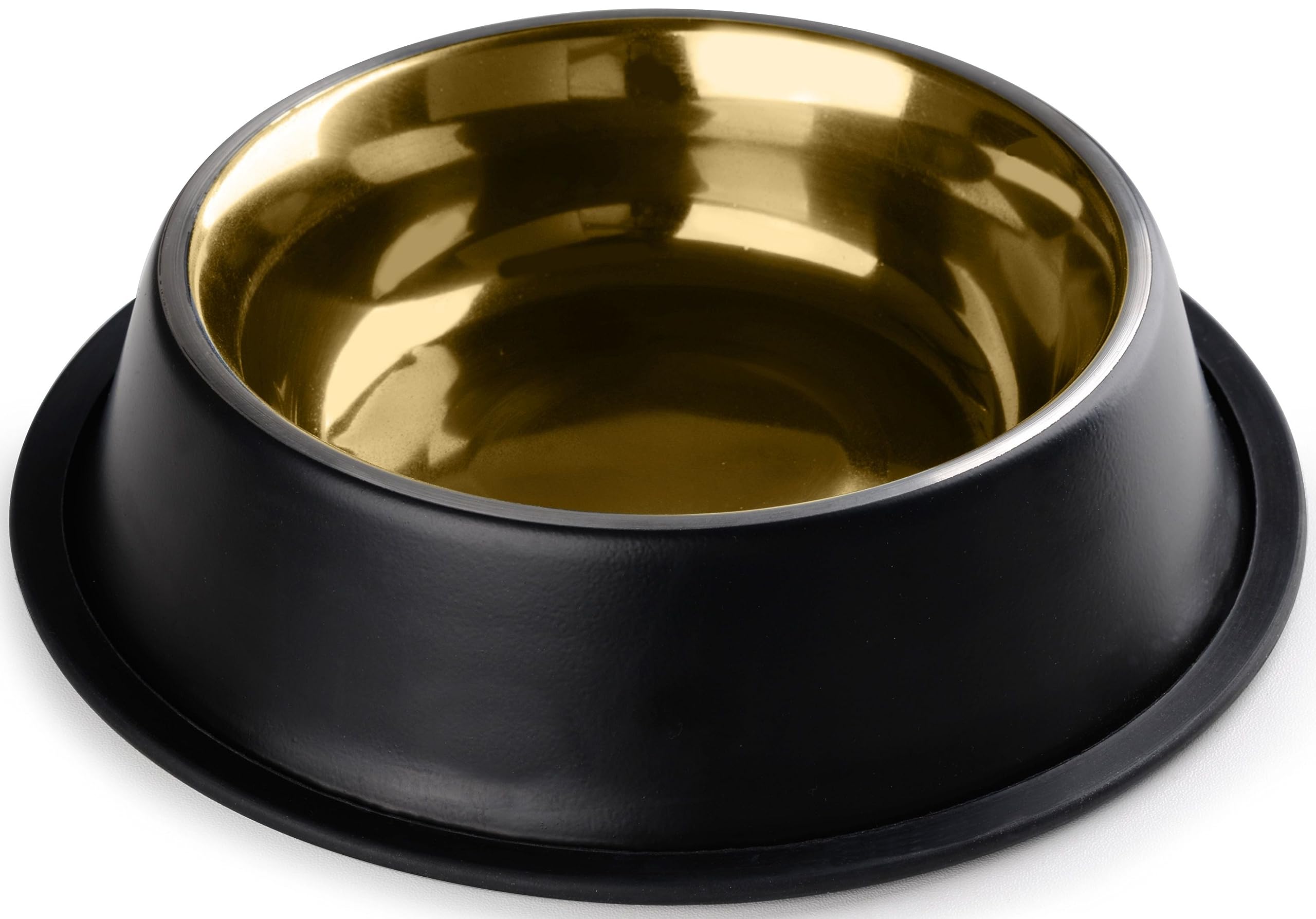STILGUT Aluminium Feeding Bowl for Dogs and Cats, 0.7 L, Dog Bowl, Cat Bowl, Water Bowl - Black/Gold