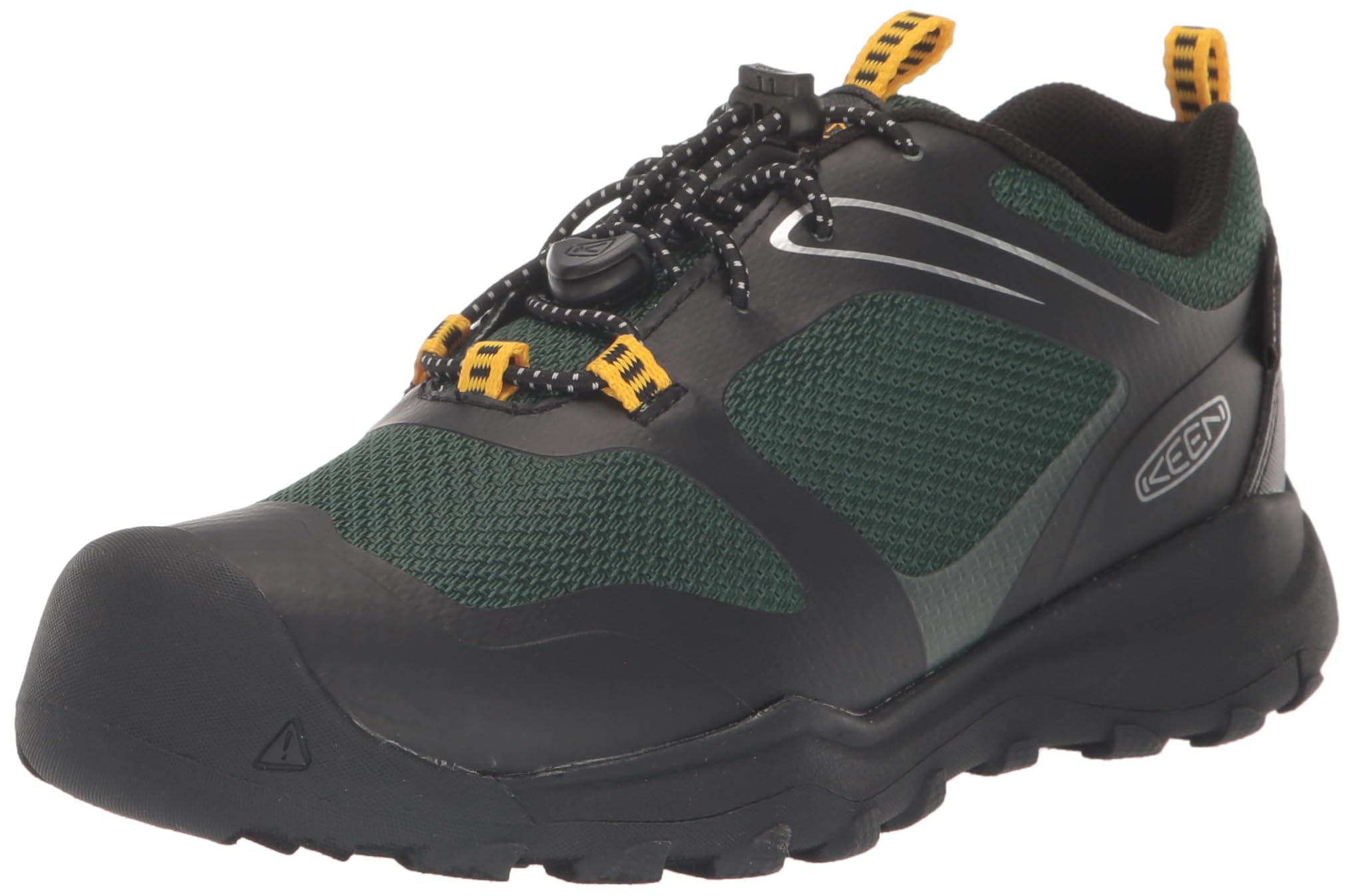 KEEN Unisex-Child Wanduro Low Height Waterproof Easy On Durable Hiking Sneakers, Black/Greener Pastures, 8