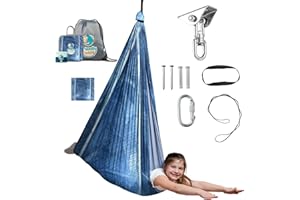 Indoor Sensory Swing for Kids or Outdoor – Holds 300lbs, Double-Layer, & 360° Swivel, Calming Compression Therapy Swing Hammo