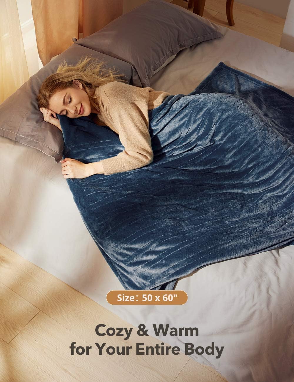Vipex Heated Blanket, Flannel Electric Heated Blanket Throw with 10 Heating Levels & Auto-Off Timer Settings, ETL Certified & Full-Body Fast Heating, Machine Washable, 50" x 60",: Kitchen & Dining