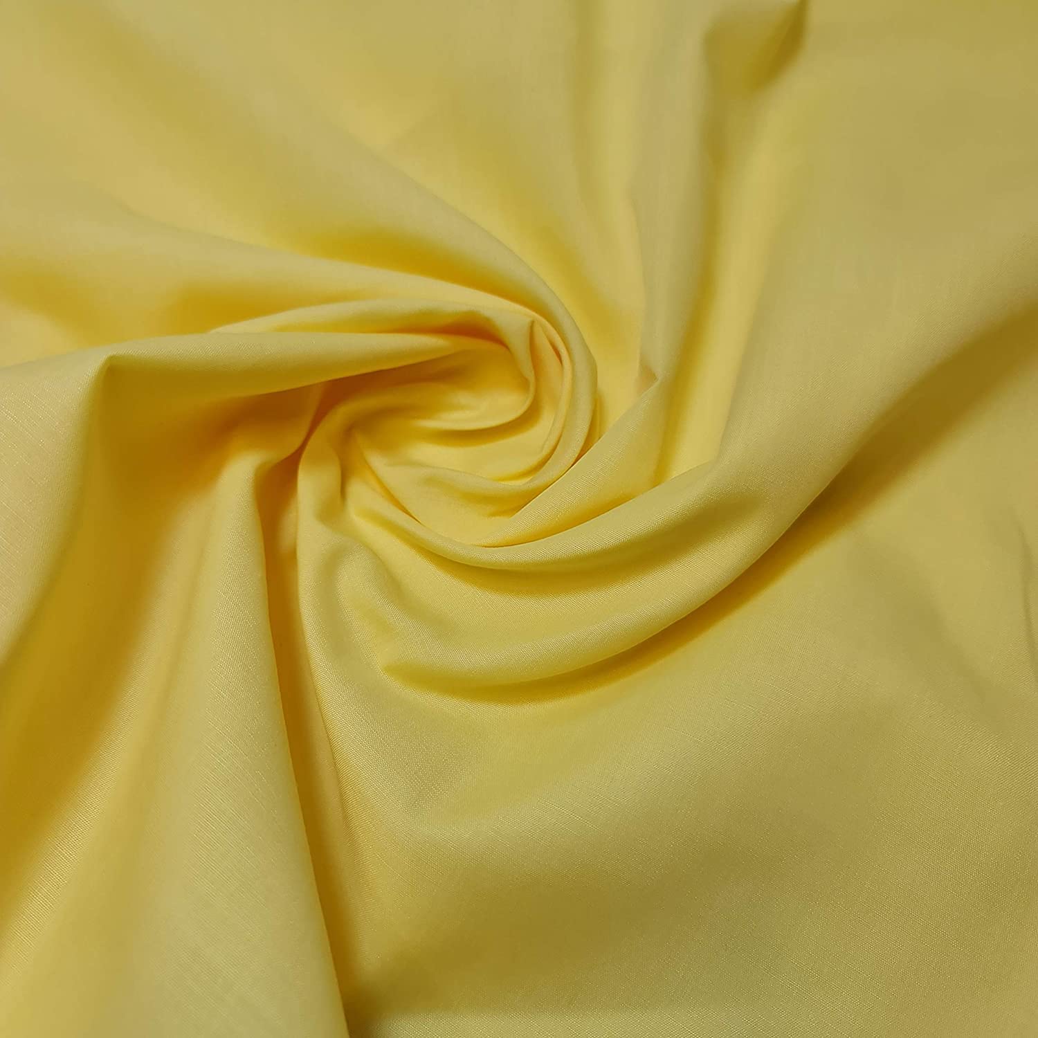 Textile Station Plain/Solid Dyed Polyester Polycotton Dress Craft Fabric Material 44" - 112 cm Wide Sold As 1 Meter Pre - Cut Lengths (Available in 42 Colours) (Sunshine, 2 Meter)