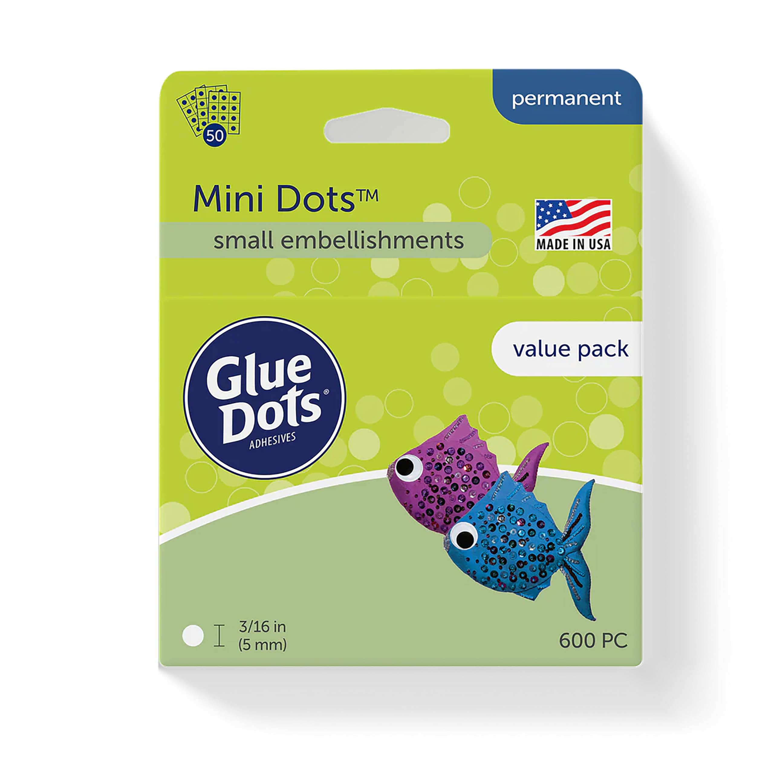 Glue Dots 0.1875-Inch Mini Glue Dots, Pack Of 600
