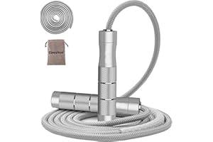 Gaoykai weighted jump rope Fitness for women men,1LB Tangle-free Skipping Rope for Muay Thai Training Crossfit workout Aluminum Handles Adjustable Length PVC Cord and Cotton Rope