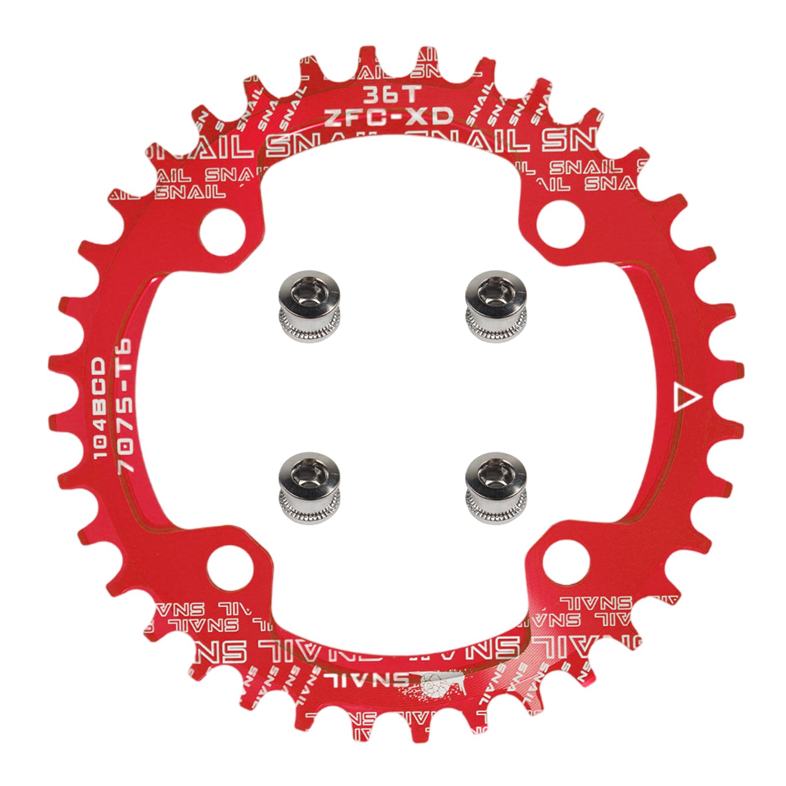 yongness Bicycle Crank Chainring Narrow Wide Chainring 36T Single Bicycle Chainring with Positive and Negative Tooth 104BCD Fit for MTB Road Bicycles (Red)