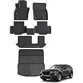 Auxko All Weather Floor Mats Cargo Mat Back Seat Mat Fit for Mazda CX90 8 Seat 2025 2024 TPE Floor Liner Trunk Mat CX90 Accessories All Season Odorless Anti-Slip Black