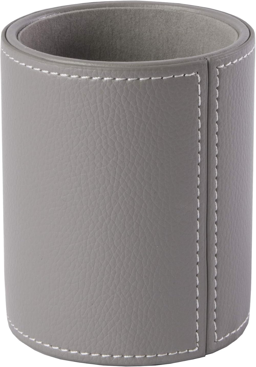 Osco Faux Leather Pen Pot Desk Organizer Grey 10.5 cm H x 8.7 cm Dia