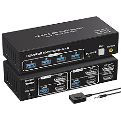 8K@60Hz HDMI+Displayport KVM Switch 2 Monitors 2