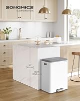 SONGMICS Kitchen Bin 2 x 8 Gal Double Rubbish Bin Stainless Steel Soft Close Lid view 2