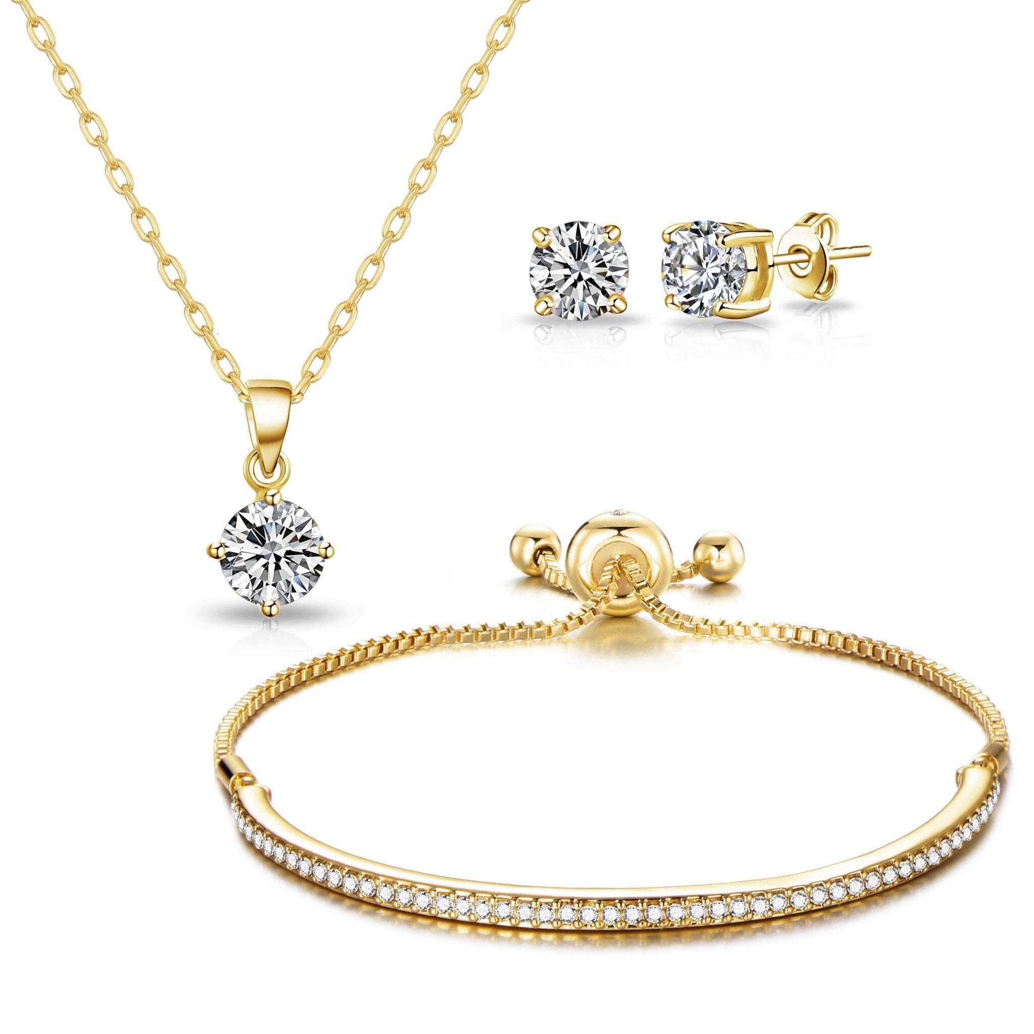 Philip Jones 18k Gold Plated Friendship Slider Set Created with Zircondia® Crystals