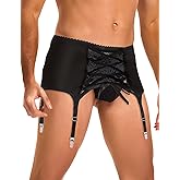 ohyeahlady Men's Sissy Gaters Belt Thong Panties lingerie Crossdressing G-string Bikini Briefs Underwear Suspender
