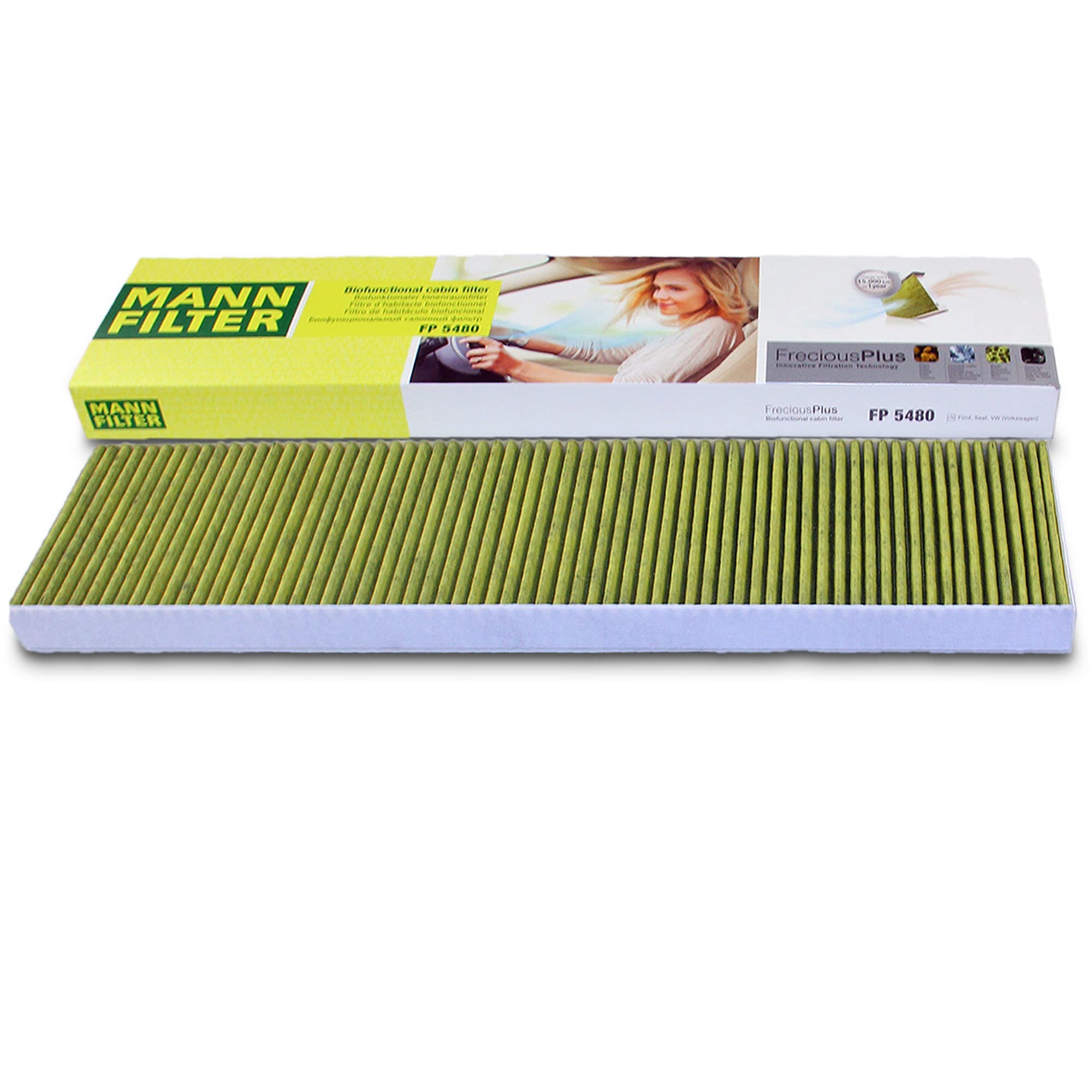 MANN-FILTER FP 5480 Cabin Air Filter - FreciousPlus Biofunctional Pollen Filter - for Cars + Transporters