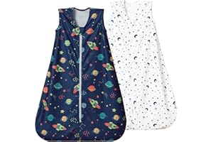 david's kids Micro Fleece Baby Sleep Sack 18-24 Months, Soft Warm Baby Wearable Blankets with 2-Way Zipper, 2 Pack Comfy Sleeping Bags for Infant Newborn Boys Girls Neutral, X-Large Size, Space Navy