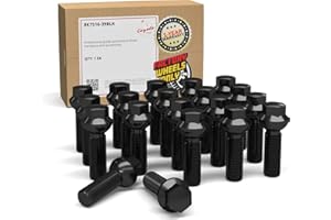 Wheel Accessories Parts 20 Pcs M14 x 1.5 Ball Seat OEM Style Lug Bolt 17mm Hex 39mm Thread Length Black Finish Maybach 57 May