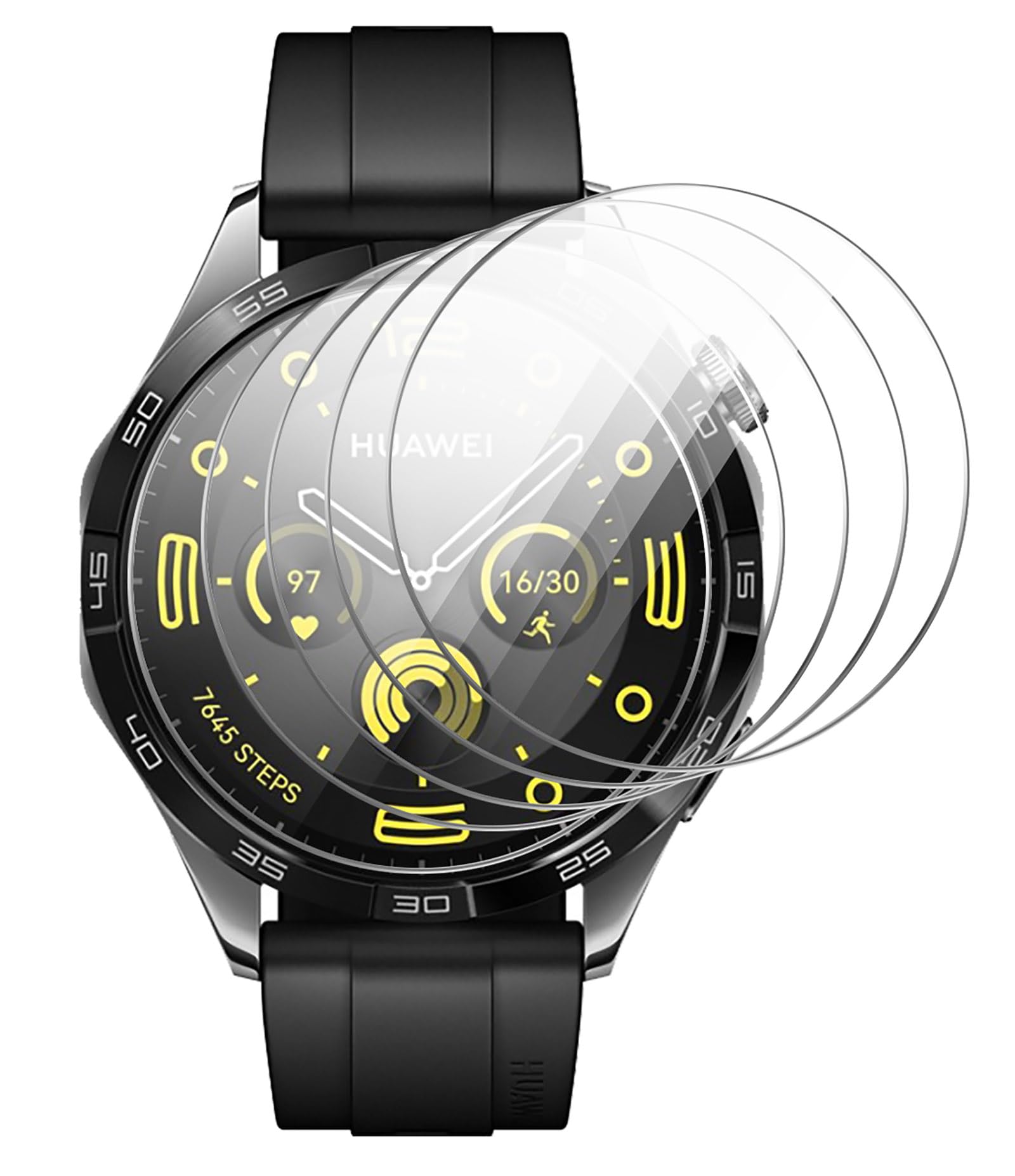 GIOPUEY Screen Protector for Huawei Watch GT 4 46mm, [4 Packs] Tempered glass Screen Protective Film, [Anti-Bubble] [Wear-resistant] - Transparent
