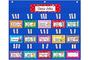 Mewise Class Jobs Pocket Chart for Classroom,Teacher's Helper Classroom Management Pocket Chart…