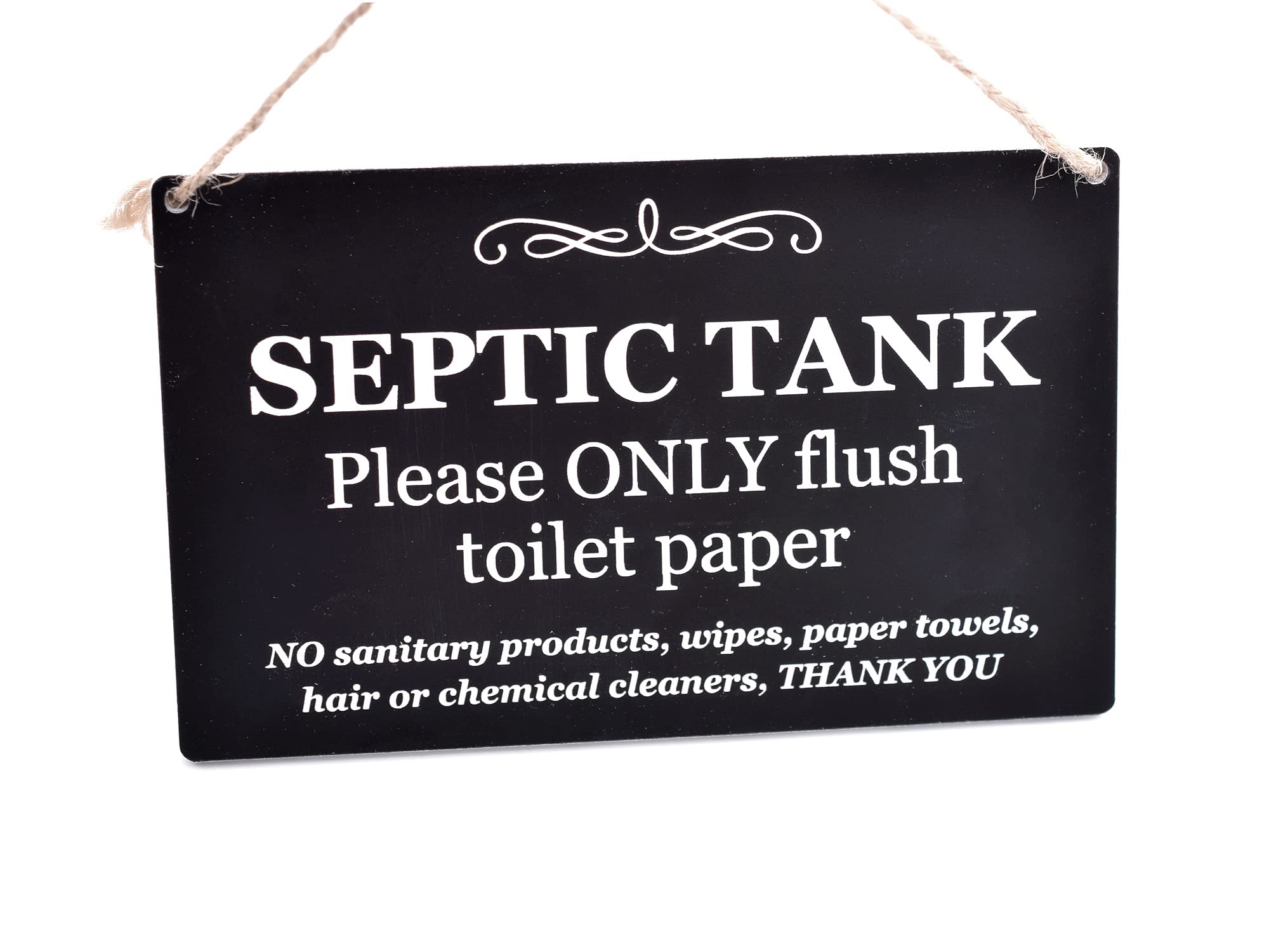 Stylish and Bold, Black and White, SEPTIC TANK Sign | Plaque | Notice for Toilet | Bathroom | W.C | only flush toilet paper | Information Notice | Other Styles Available.