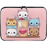 Tongluoye Cute Cat Laptop Sleeve for Women Girls 13 inch Laptop Protector with Multiple Uses Lap Top Case Lightweight Computer Carrying Case Kawaii Tablet Bag for Daughters Pink