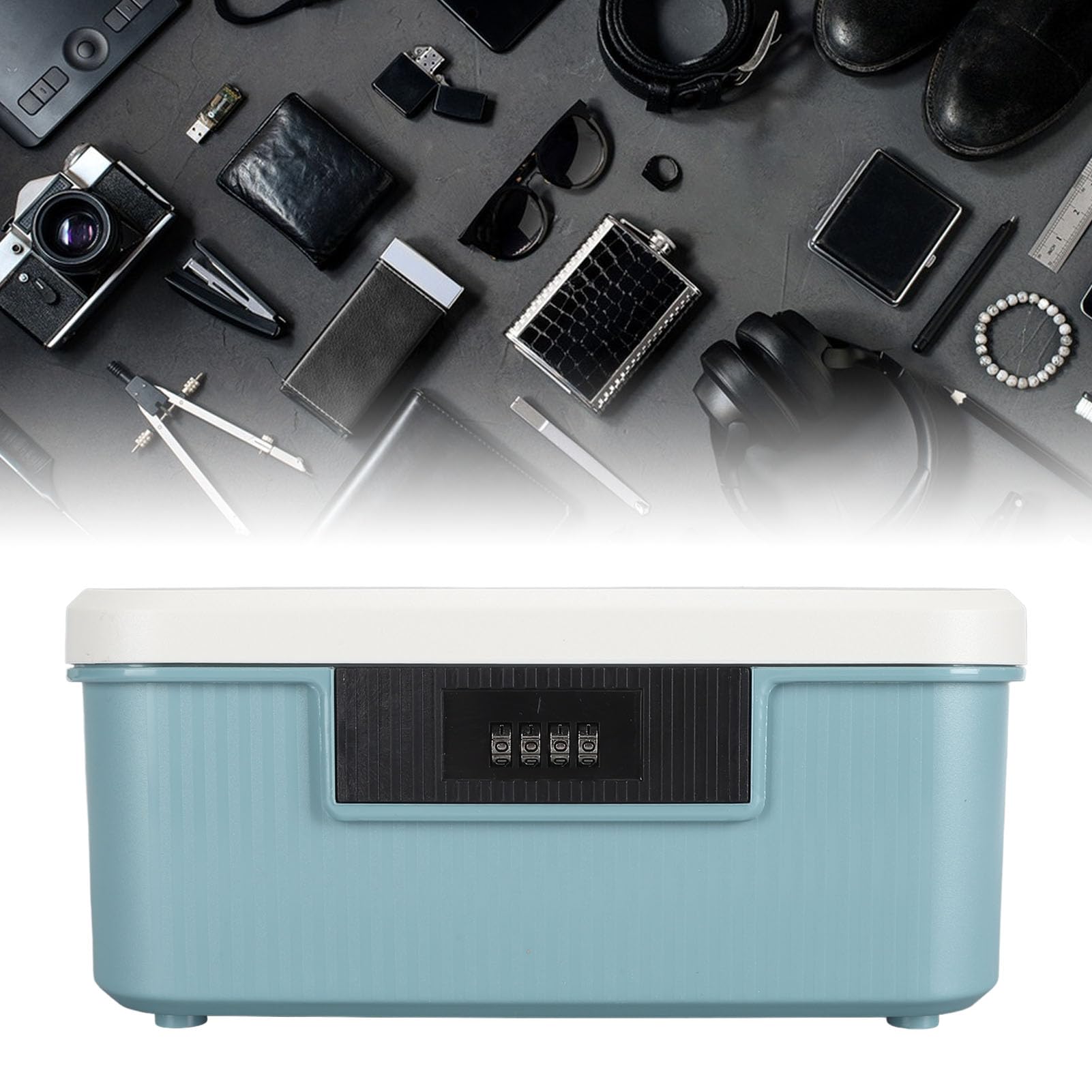 9L Lockable Storage Trunk Airtight Plastic Storage Boxes with Lids Hermetic Waterproof Seal Latching Buckles Stackable For Garage Clothes Dust Proof (Lake Blue)