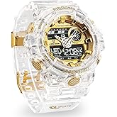 Watch for Men Watch Men Digital Sports Watch Large Digital Analog Dual Display Waterproof Watches with 3 Alarms Countdown Stopwatch Date Dual-Time LED Light Multifunctional Military Wrist Watches