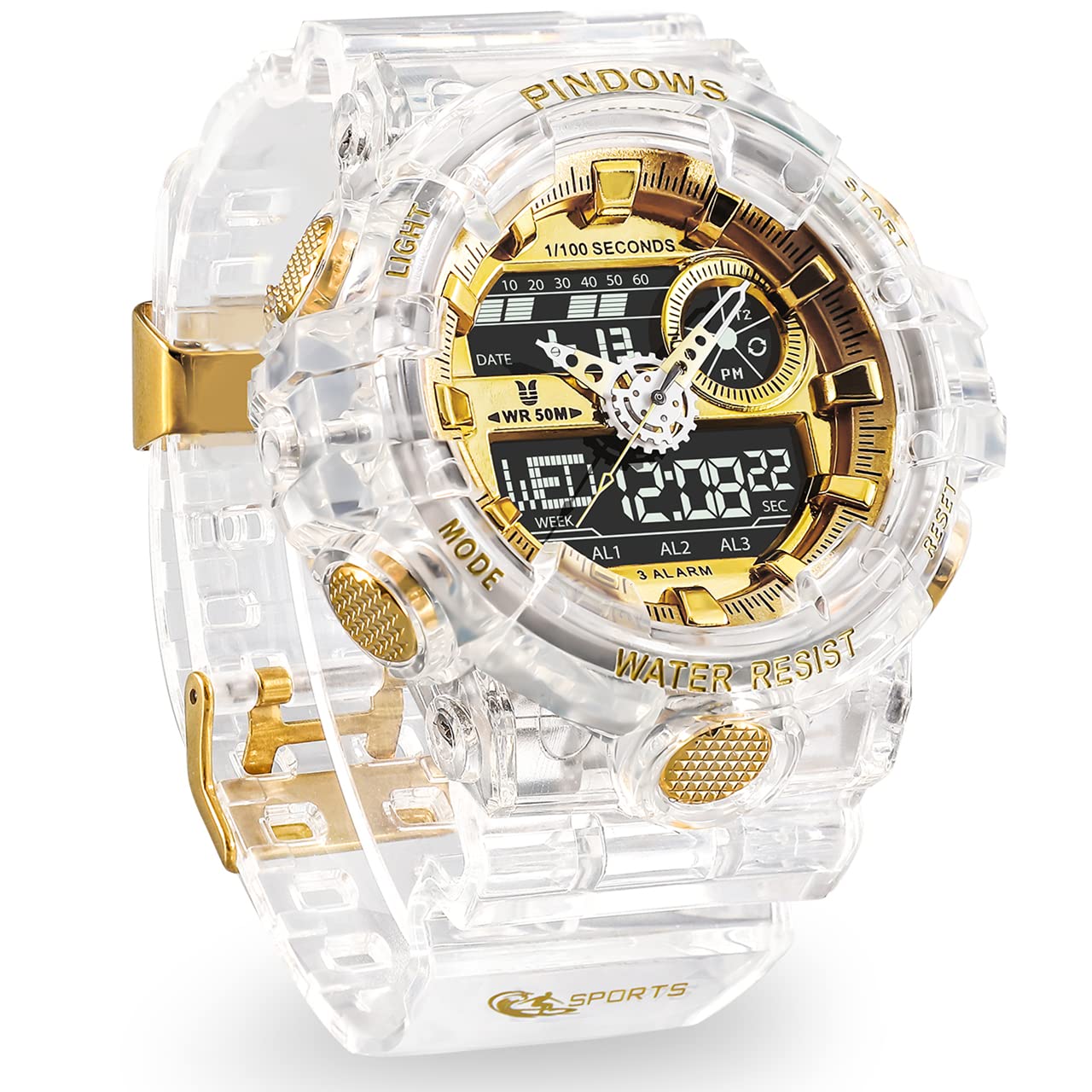 Men Digital Watch for Men Watch Sports Watch Teenagers Watch Digital Analog Dual Display Watches with Light 3 Group of Alarm Waterproof Date Dual-Time Countdown Stopwatch Multifunctional Wrist Watches