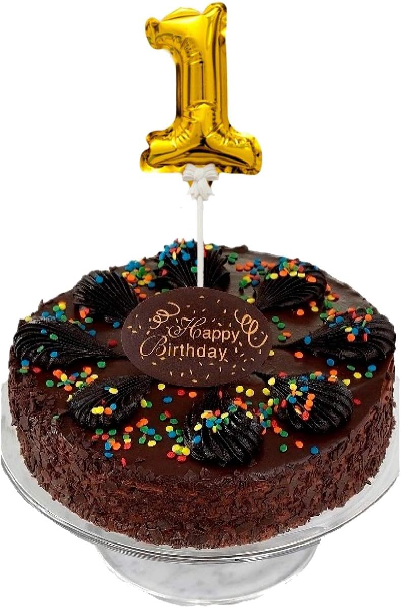 AMFIN® 1 Number Foil Balloon Cake Topper Wedding Decor Party Kids Birthday Anniversary Cake Flags Supplies - (Golden)