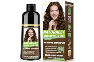 Vireo Color Light Brown Hair Dye Shampoo for Women & Men, 15 Min Gray Coverage, 3 in 1 Semi-Permanent Color with Natural Herbal Ingredients, Lasts 60 Days