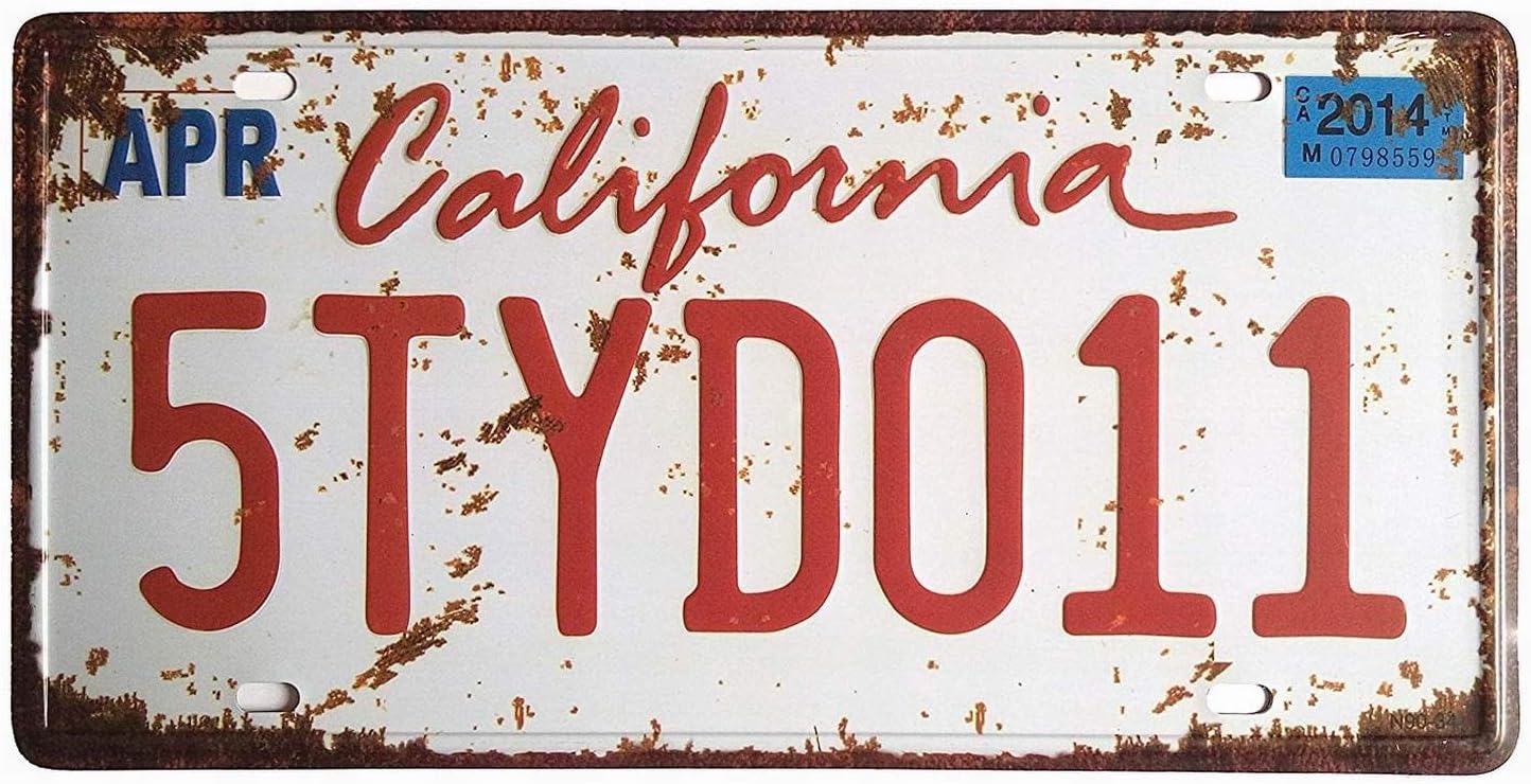 Ufcell CA California 5TYD011 Retro Vintage Feel Rustic Home Bar Wall Decor Car Vehicle Auto License Plate Metal Tin Sign Plaque Embossed Tag Size 6 X 12