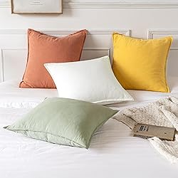 MIULEE Decorative Linen Euro Sham Pillow Covers