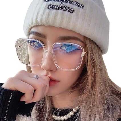 Amazon Co Jp Jimmy Orangeブルーライトカット 伊達 パソコン用 メガネ Tr 軽量 Uvカット おしゃれ レディース メンズ 眼鏡 フレーム 大きいサイズ 小顔 L85 クリア 服 ファッション小物