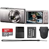 Canon PowerShot ELPH 360 HS A 20.2MP Digital Camera (Silver) Bundle | Compact Point &amp; Shoot | For Travel &amp; Family Photography | 12x Optical Zoom | Wi-Fi + 64GB Memory Card + Case (7283C001)