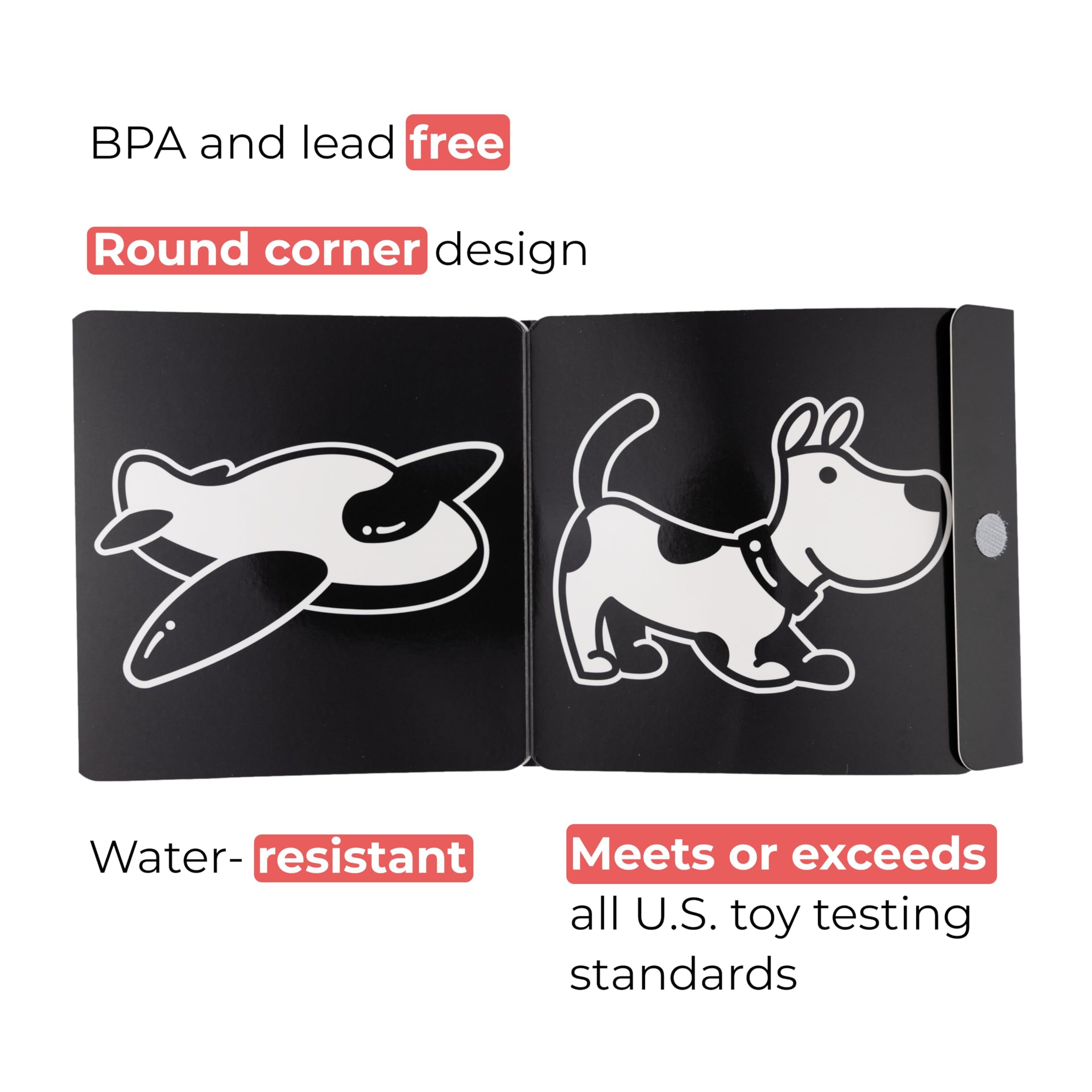 Happy Start Award-Winning High Contrast Board Book - Newborn Black & White Baby Cards, Easy to Clean, Hospital Approved, Stands on Its Own, Tummy Time Toy, Ages 0+ (English)