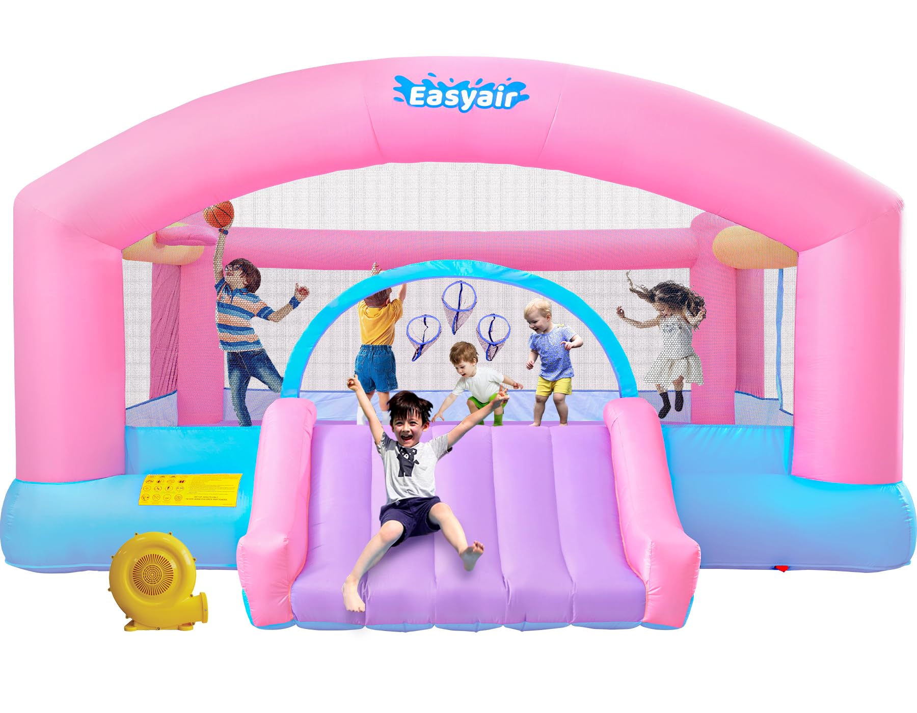 Photo 1 of Easyair Large Bounce House for Big Kids, 14.8 x 14.5 FT Inflatable Bouncer Jumper Slide with 650W Blower, Basketball Hoop, Throw Ball Game, Ball Pits