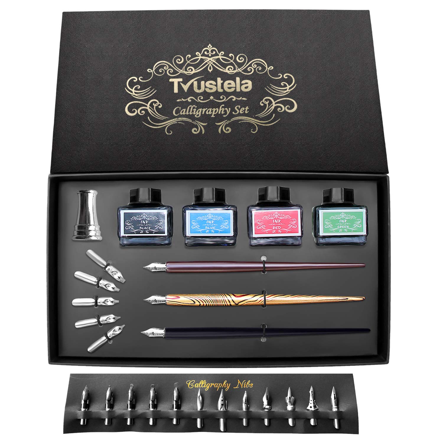 Photo 1 of Trustela Calligraphy Set For Beginners, 3 Calligraphy Pens, 4 Ink Bottle 15ml, 20 Calligraphy Nibs, 1 Calligraphy Pen Holder, Dip Pen Set, Gift For Men, Women And Kids, Calligraphy Kit For Beginners