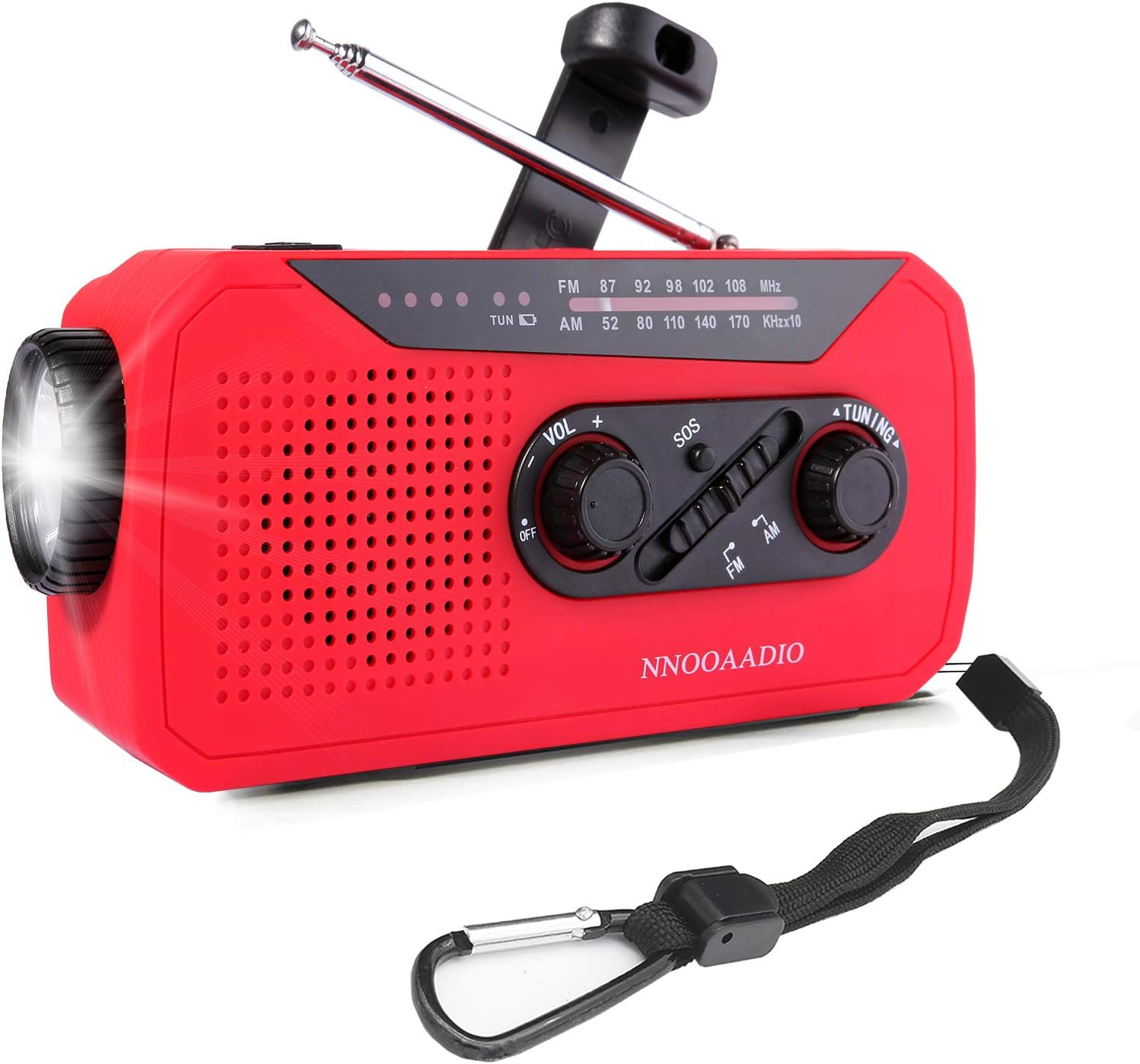 Wind Up Radio, Emergency Solar Crank Powered AM/FM Weather Radio, with Portable 2000mAh Power Bank, SOS Alarm, Headphone Jack