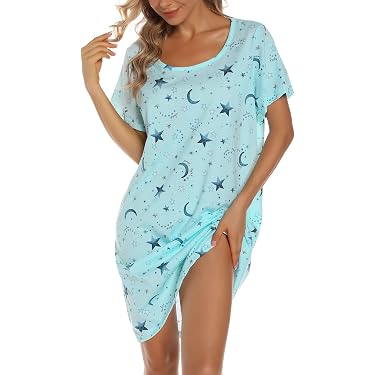 amazon night dress for ladies Ekouaer 3 Pack Nightgowns for Women Short Sleeve Sleep Shirts Button Down  Nightshirts Soft Sleep Dress Casual Sleepwear at Amazon Women's Clothing  store