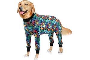 Pawcomon Dog Onesie After Surgery Recovery Suit Shed Defender Dog Suit for Small Miedium Large Female Male Neuter Dogs Rainforest L