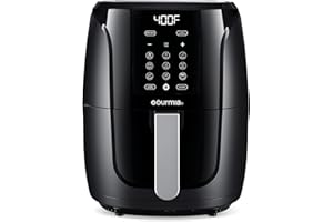 Gourmia Air Fryer Oven Digital Display 5 Quart Large AirFryer Cooker 12 1-Touch Cooking Presets, XL Air Fryer Basket 1500w Po