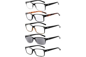 Eyekepper 5 Pack Reading Glasses for Men Includes Reader Sunglasses Spring Hinges Classic Cheater Glasses +2.50