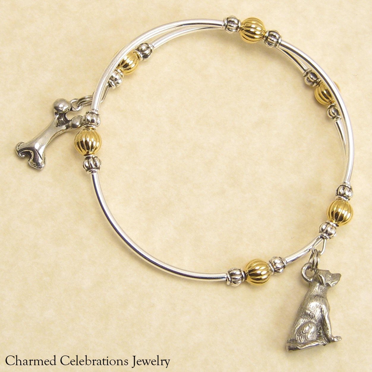 Labrador Dog Breed Wrap Bracelet Handmade Charm Bracelet Jewelry Gift Keepsake. Gold