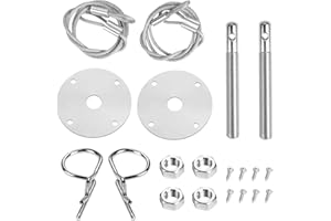 BEANPRECOY Car Hood Pins Kit, Hood Pins, Car Accessories Stainless Steel Engine Hood Pin Plate Bonnet Lock Clip Kit,Car Modif