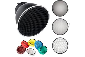 Standard Reflector Diffuser 7inch/ 18cm with 20/40/60 Degree Honeycomb Grid for Bowens Mount Studio Light Strobe Flash and LE