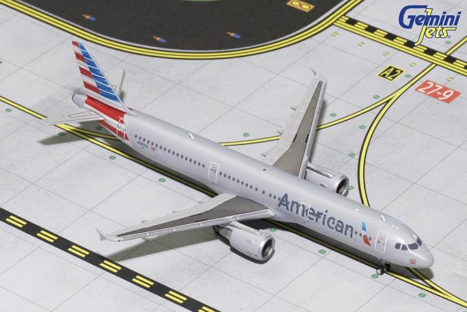 GeminiJets American Airlines A321 N187US 1:400 Scale Diecast Model Airplane, Gray