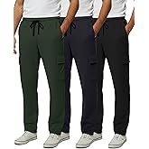 Real Essentials 3 Pack: Men's Tech Fleece Open Bottom Cargo Sweatpants with Pockets (Available in Big & Tall)