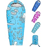 KidzAdventure Mummy Style 32 – 59F Kids Sleeping Bag with Pillow Sleeve, 4 Season, Lightweight and Backpacking Style, Ideal for Camping, Sleepover, Boys, Girls, Youth and Toddlers