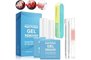 BONNECHANCE Gel Remover for Nails, 2 Pack Nail Polish Remover with Cuticle Oil Pen And Nail Buffer & Cuticle Pusher Manicure Tools, 3-5 Minutes Professional Quick Remove Polish, No Soaking or Wrapping