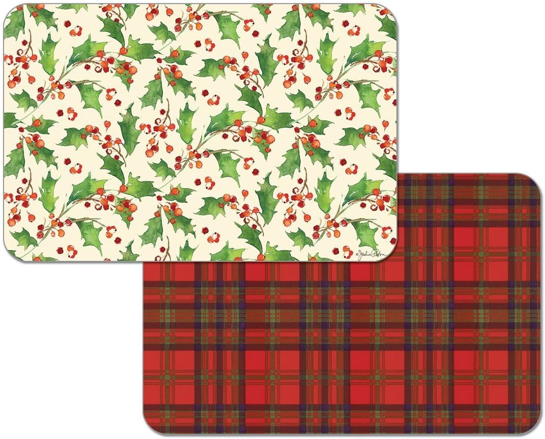CounterArt 4 Holly Jolly Christmas Reversible Placemats